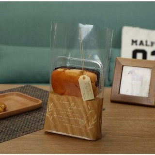 大祺百貨 麵包吐司包裝袋 文青風格透明自立袋 尺寸18x24cm 底部展開8cm, 詳見包裝, 詳見包裝