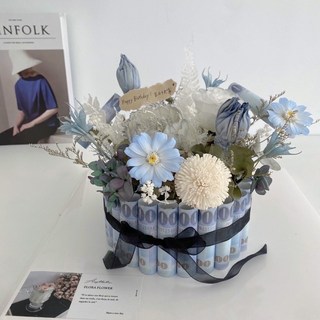Floraflower 千元有錢花蛋糕 永生花 乾燥花 生日禮物 情人節禮物 父親節禮物 母親節禮物 紀念日禮物