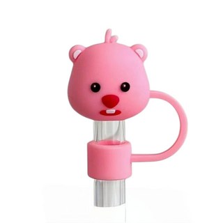 可愛卡通吸管帽適用於10mm新款pvc軟膠吸管套可愛風吸管保護套食品級防塵吸管帽, 粉色-10mm, 1個