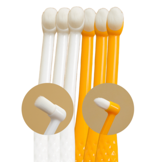 펫먼트 반려동물 초미세모 칫솔 2타입, 6개, 화이트오렌지