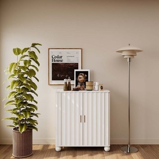 北歐風餐邊儲物櫃輕奢鬥櫃，客廳玄關雙門白色噴漆收納櫃，多功能茶水櫃, 純白色雙門櫃