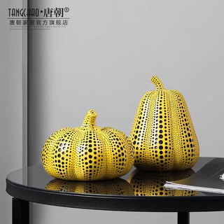 팝아트 쿠사마야요이 호박 오브제 인테리어 장식품, 1개, 도트 아트 - 와이드 호박 (L)