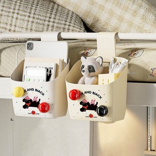 可愛嬰兒床側邊掛籃宿舍床頭置物架辦公室收納筐上鋪手機收納神器置物架收納架居家收納桌面收納陳列架儲物架居家生活好物, 黑汪紅果果多巴胺掛籃, 1個