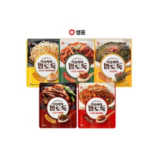 샘표 밥도둑 5종세트(A-set)/쇠고기장조림 양념깻잎 무말랭이 오징어채볶음 고추장멸치볶음/반찬 캠핑 여행, 1개