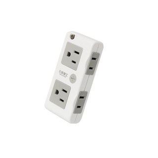 太星電工 大間距旋轉插座 2P 3P四插 多孔分接壁插, 1個, 白色, 11cm