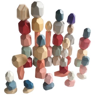 疊疊樂石頭積木桌遊：益智玩具 培養空間概念與手眼協調, 彩色, 1個