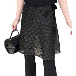 여성용 힙 커버 레깅스 치마 랩스커트 레이스 트리밍 A라인 스커트