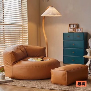 【貓嶼】懶人沙髮豆袋榻榻米單人休閒小戶型小沙髮陽臺臥室客廳可躺懶人椅, 愛馬仕橙加厚▷新品衝量,【半月沙發】超大款▷新品衝量