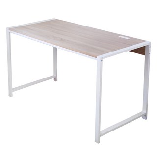 【Akira】MIT台灣製110公分寬耐重型加粗鐵管書桌 附隨機色插座 簡約風電腦桌、工作桌、辦公桌首選, 漂流木紋＋白鐵管