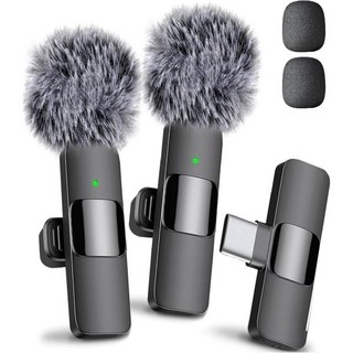 Mini Mic Pro 미니 마이크 프로 무선 iPhone iPad Android용 라발리에 비디오 녹화용 - 2팩 크리스탈 클리어 녹음 USB-C 지원 팟캐스트 ASMR, iPhone 15+ / Android (USB-C), 1개, 아이폰 15+ 및 안드로이드 (USB-C)