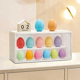 公仔展示收納盒 透明防塵收納櫃 36x22.5x27cm, 1個, 白色款