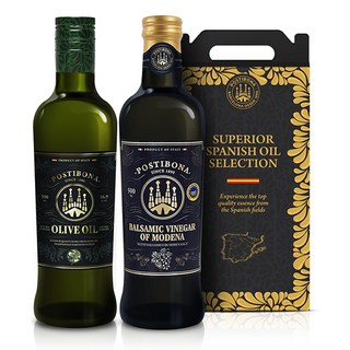 [선물포장] 포스티보나 엑스트라버진 올리브유 500ml 발사믹 식초 500ml, 1개