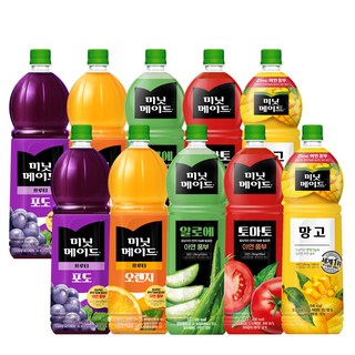 미닛메이드 1.5L 오렌지+토마토+포도+망고+알로에 총 10패트 주스 과일, 10개