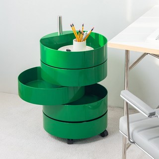 모나 원형 5단 컨테이너 트롤리 이동식 웨건 수납장, 그린