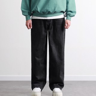 투뎃 남성용 프리미엄 캣워싱 와이드 데님 팬츠