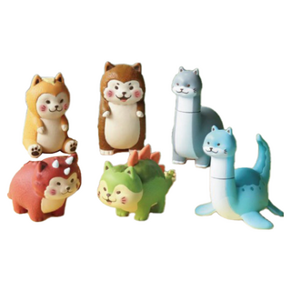 夥伴玩具 貓貓龍 盒玩 恐龍貓咪盲盒 甲龍劍龍暴龍, 1個, 一中盒(請下標6次)