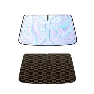 伊德萊斯 汽車前擋玻璃彈力遮陽板 抗UV遮陽簾145*80cm(菱格鐳射隔熱 防曬 折疊收納), 菱格, 1個