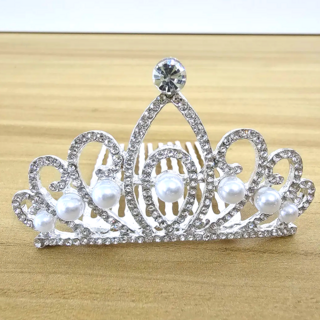 트루행센 티아라 왕관핀 머리핀 빗핀, 1개, 진주