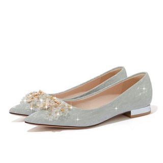 女婚鞋 婚紗照訂婚水晶鞋 大碼