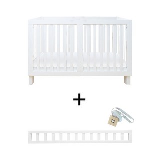 喬依思 史丹佛六合一嬰兒床 - 台灣製造檢驗合格 贈4cm嬰兒專用床墊, 白色+小圍欄(贈安心固定帶)