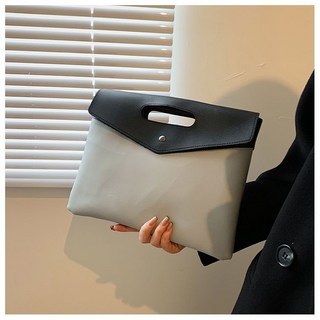 復古時尚手拿包新款小型商務手提包簡約公文包韓版復古休閑手抓包, 灰色