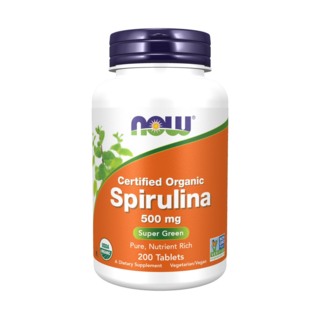 NOW Foods 螺旋藻無麩質素食錠 500mg, 200顆, 1罐