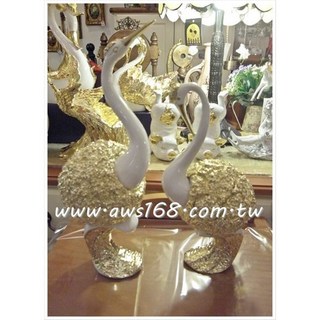 可愛白金公母駝鳥對組 - 精緻雕塑擺件