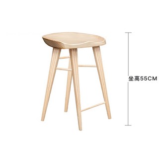北歐實木吧臺椅現代簡約高腳凳家用吧凳酒吧椅奶茶店前臺咖啡廳椅吧椅 吧檯椅 酒吧椅 吧凳 高腳凳 高腳椅, 1個, 原木色坐高55cm