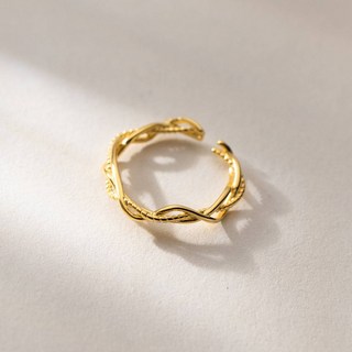 Muer 開口可調式麻花線戒 食指戒指 簡約戒指 女生戒指 金色
