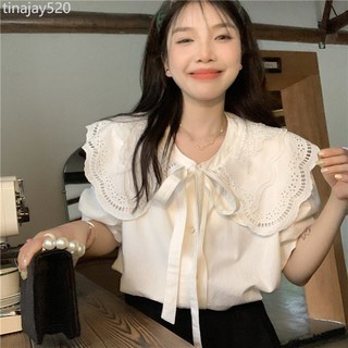 法式白色娃娃領泡泡袖襯衫女春夏新款設計感小眾甜美少女上衣