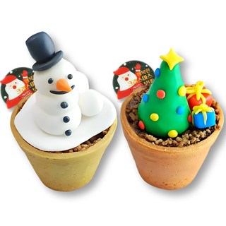 화분도 먹는 크리스마스 눈사람&트리 슈가 컵케이크 만들기 DIY세트, 1개, 400g