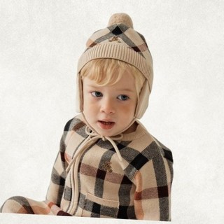 편하고 활동적인 닥스베이비 25FW 하우스체크 니트 귀달이 모자 베이지 EVF25UA01M BG_P403011020 출산 선물 백일 돌 선물