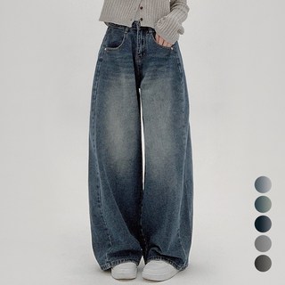 코모도 여성 와이드 청바지 절개 라인 롱 데님 팬츠 ( 2단기장 )