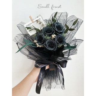 黑色玫瑰香皂花束 乾燥花求婚, 黑色嫁衣,不加購, 1個