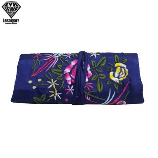 공병수놓은 중국 보석 롤 가방 여행 주최자 케이스 파우치 목걸이 반지 팔찌 휴대용 실용