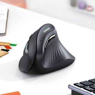 UGREEN 인체공학 무선 블루투스 버티컬 마우스 저소음 손목 보호 사무용 사무실, 블랙, UGREEN MU008