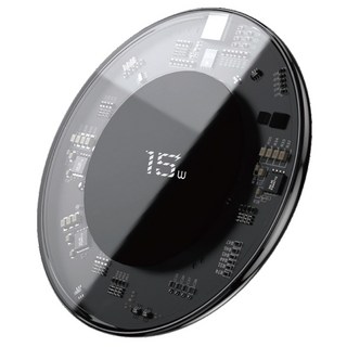 樂米 15W 無線充電盤 透明設計 快速充電 一年保固 (適用於 iPhone), 科技透明, 1個