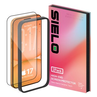씨엘로 쌩폰느낌 아이폰17 쉬운부착 실크글라스 강화유리 이지핏 풀커버 휴대폰 액정보호필름, 2개