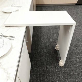 포령트레이드 L형 책상 보조 식탁 이동식 연장 테이블, 화이트