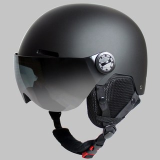 애몰라이트 AMH-08 스키 헬멧 일체형 고글 스노우보드, 블랙, 1개