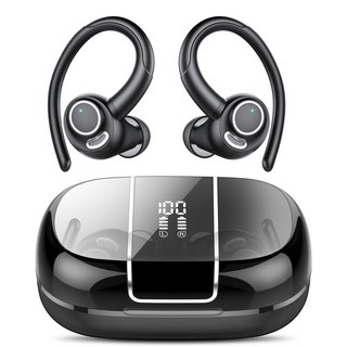 Donerton 운동용 무선 귀걸이형 블루트스 이어폰 V90, 블랙