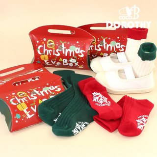 코코비도로시 아동용 해피이브 논슬립 크리스마스 보온 양말 4켤레 세트