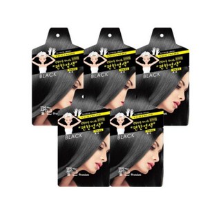 펴난 샴푸형 스피드 헤어컬러 새치염색 샴푸염색약, 흑색, 5개