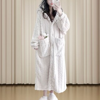 여성 가운 목욕가운 겨울 보온 롱가운 겸 잠옷