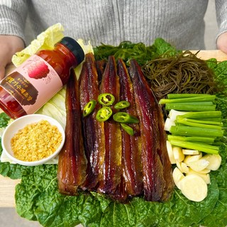 포항 구룡포 과메기 땅콩과메기 봉선생과메기 5미 10미 야채세트 수제불초장 딸기초장 증정, 1세트, 과메기 10마리(20쪽)+ 야채풀세트