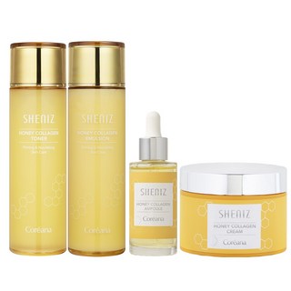 [고보습 고농축] 코리아나 쉬니즈 허니 콜라겐 4종 스킨토너150ml+에멀젼150ml+크림100ml+앰플50ml, 1세트