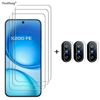 Vivo X200 FE용 6in1 풀 글루 글래스 스크린 보호필름 Vivo X200 FE 강화유리 보호필름 휴대폰 카메라 렌즈, 01 생체 X200 FE, 03 3 Glass and 3 Lens