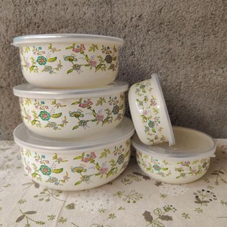 밀폐용기 밀폐 뚜껑이 있는 다기능 네스팅 보울 에나멜 믹싱 주방 냉장고용 식품 보관 용기세트당 5개, 1개