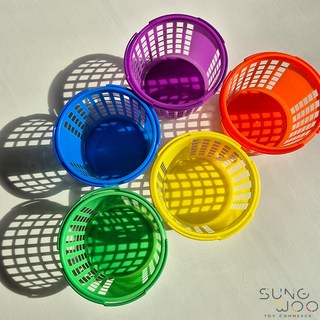 원형 쇼핑바구니(중) 시장 마트 편의점 바구니, 1개, 블루