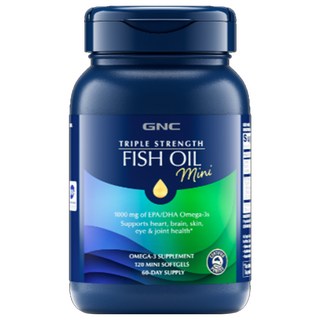 GNC 健安喜 三倍強度迷你魚油 EPA/DHA Omega-3s 1000毫克軟膠囊, 1個, 120錠